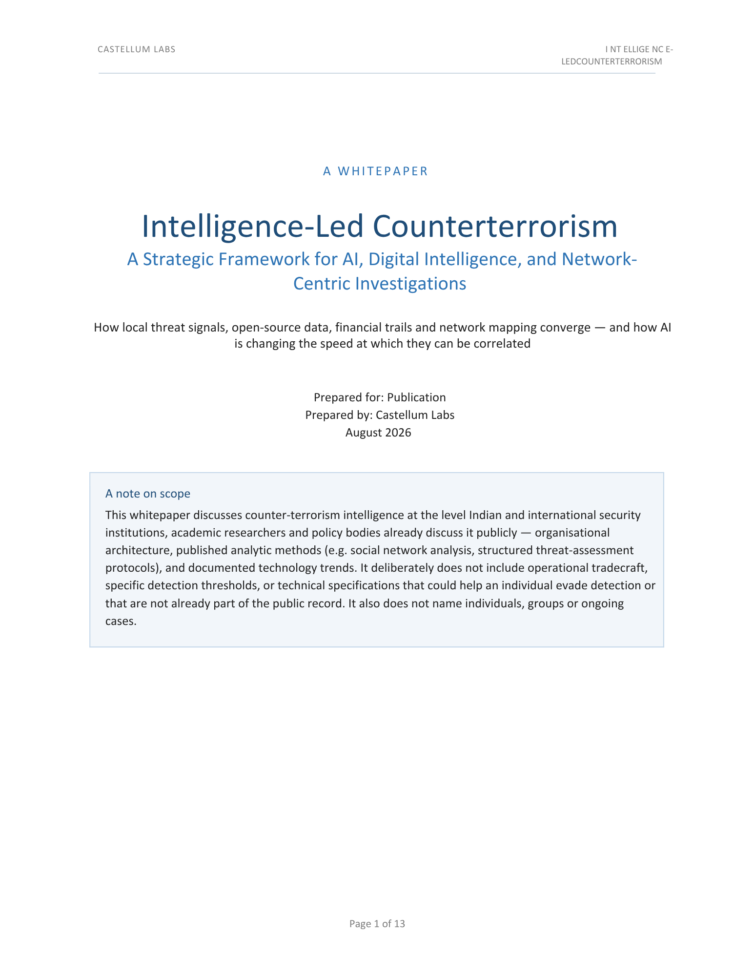 Intelligence-Led Counterterrorism white paper cover